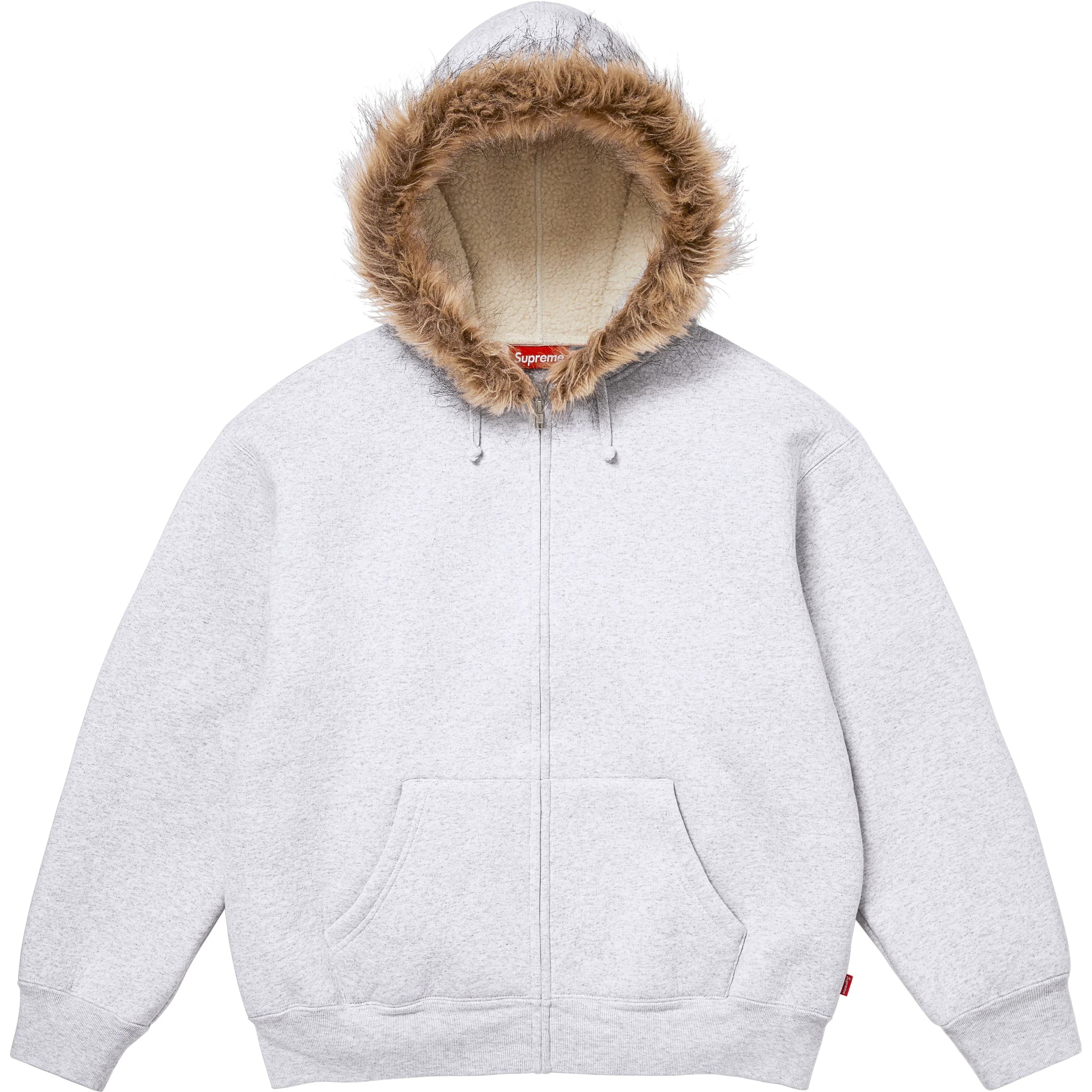 Faux Fur Zip Up Hooded Sweatshirt view 19